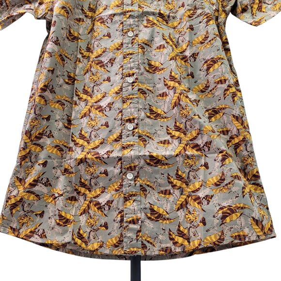 Goodthreads Men’s Standard Shirt Brown Shirt Autumn Leaves Pattern Button-Up MT - Picture 6 of 12
